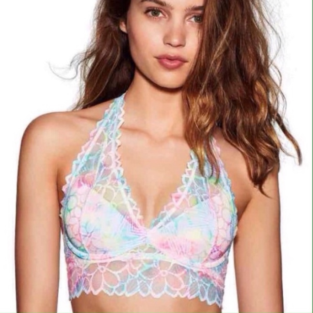 Victoria’s Secret PINK Floral Lace Halter Bralette